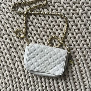 Big Buddha white Quilted Crossbody Bag with gold chain